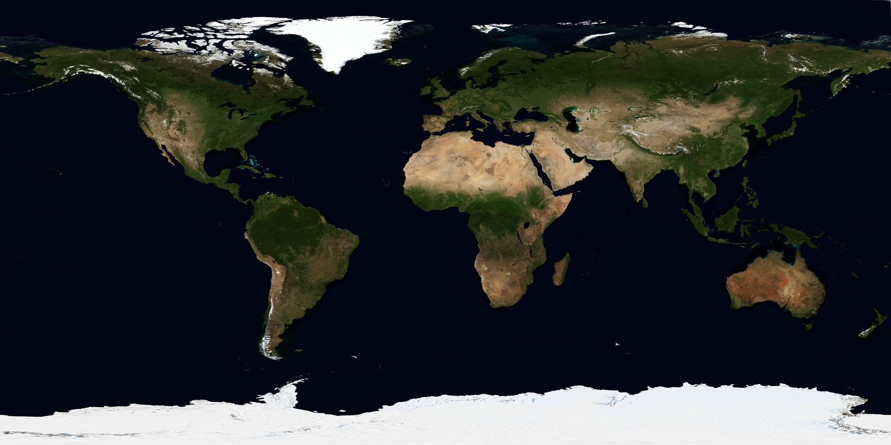 NASA Blue Marble 2004年7月全球遥感影像